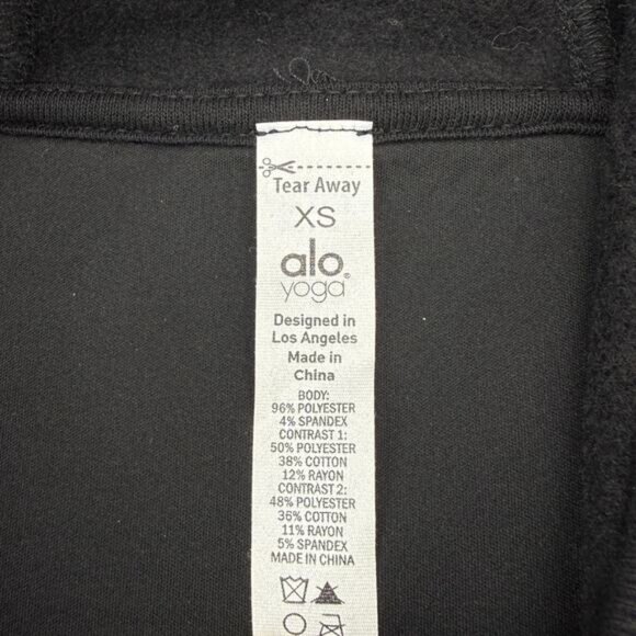 NWT ALO YOGA Luxe Long Sleeve Velour Hoodie Sweatshirt Size XS In Black - Picture 5 of 8